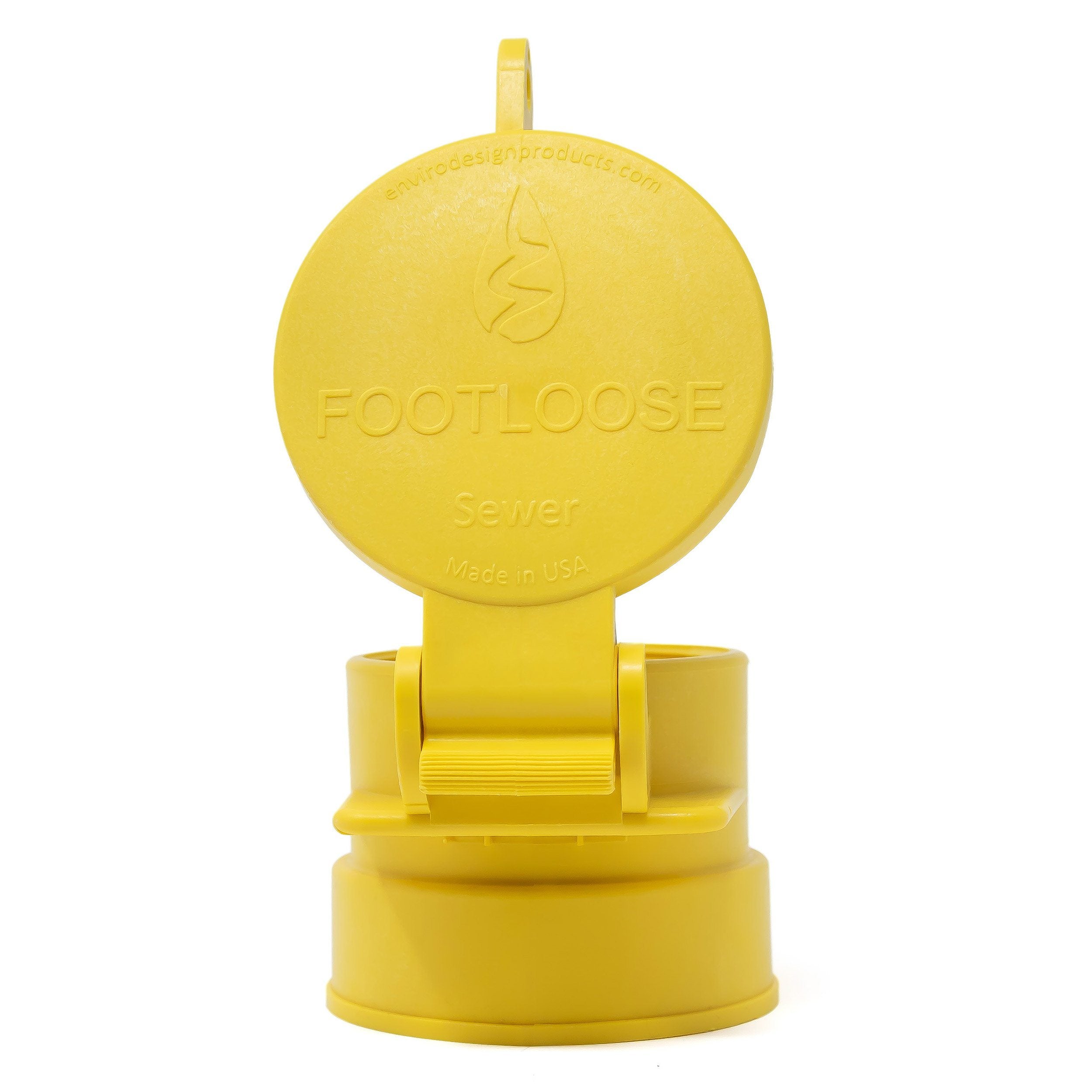 FootLoose Tapa de alcantarillado para sitio de RV, 4" amarilla hembra