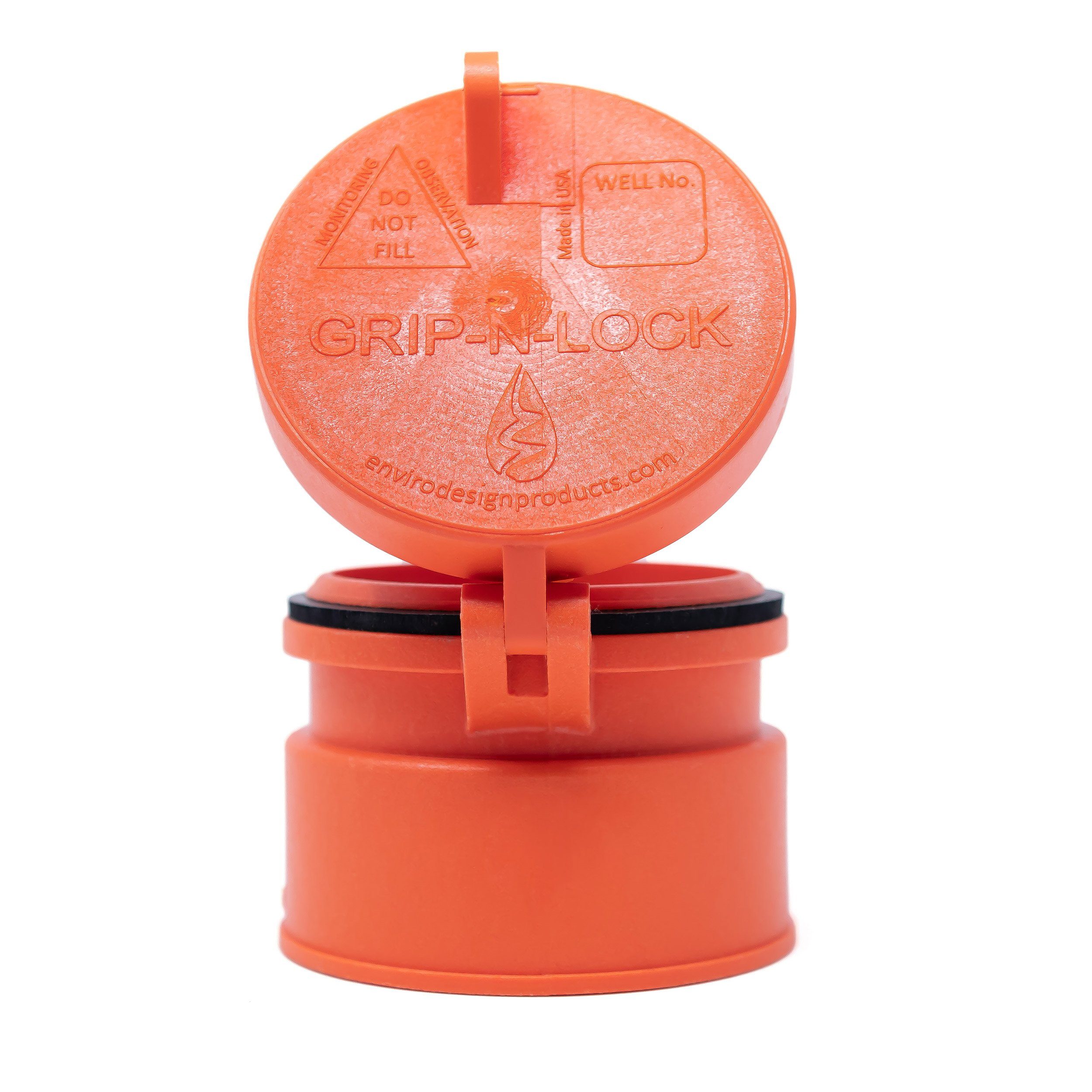 Grip-N-Lock Tapa de pozo de monitoreo, 4" naranja