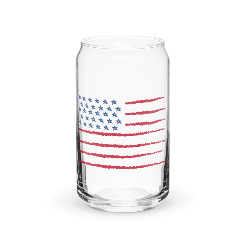 USA Flag RV Life Can Glass